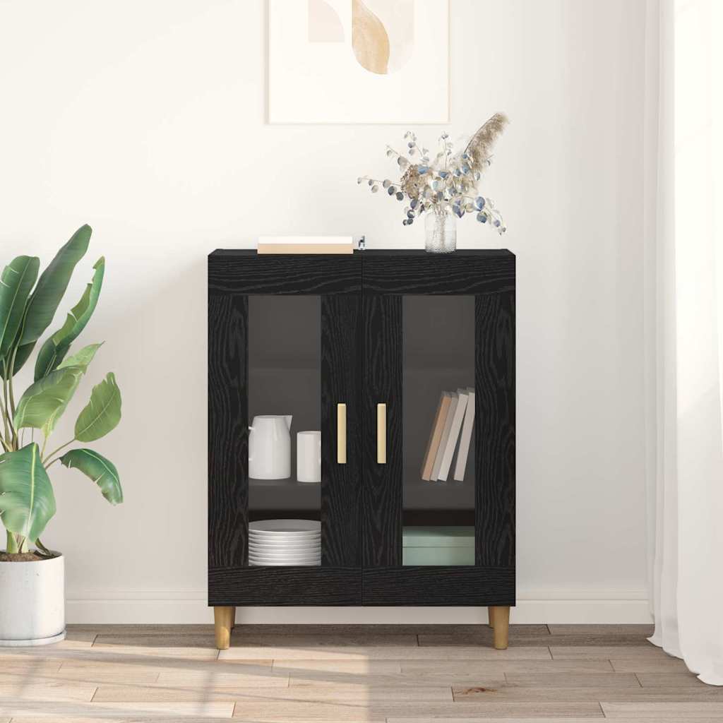 vidaXL Bufet Czarny Dąb 69,5 x 34 x 90 cm Materiał drewnopochodny