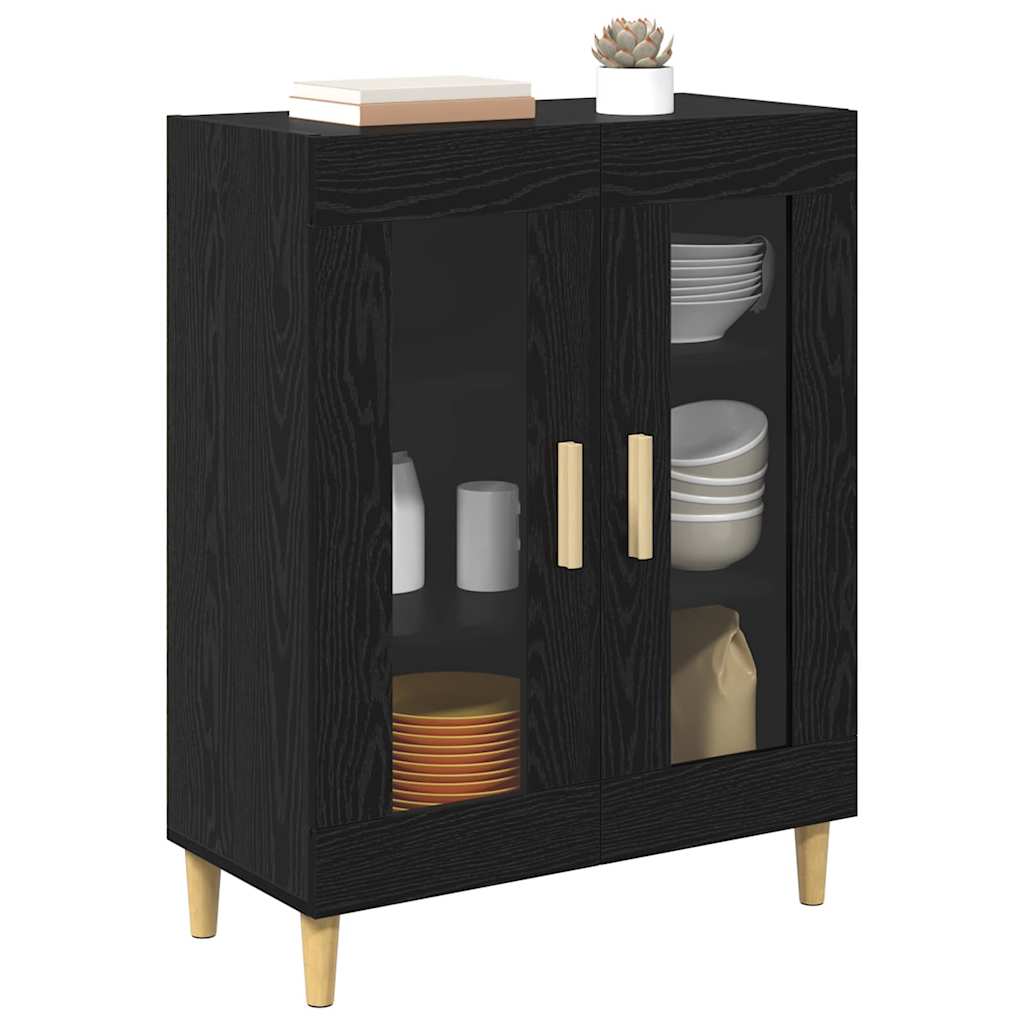 vidaXL Bufet Czarny Dąb 69,5 x 34 x 90 cm Materiał drewnopochodny
