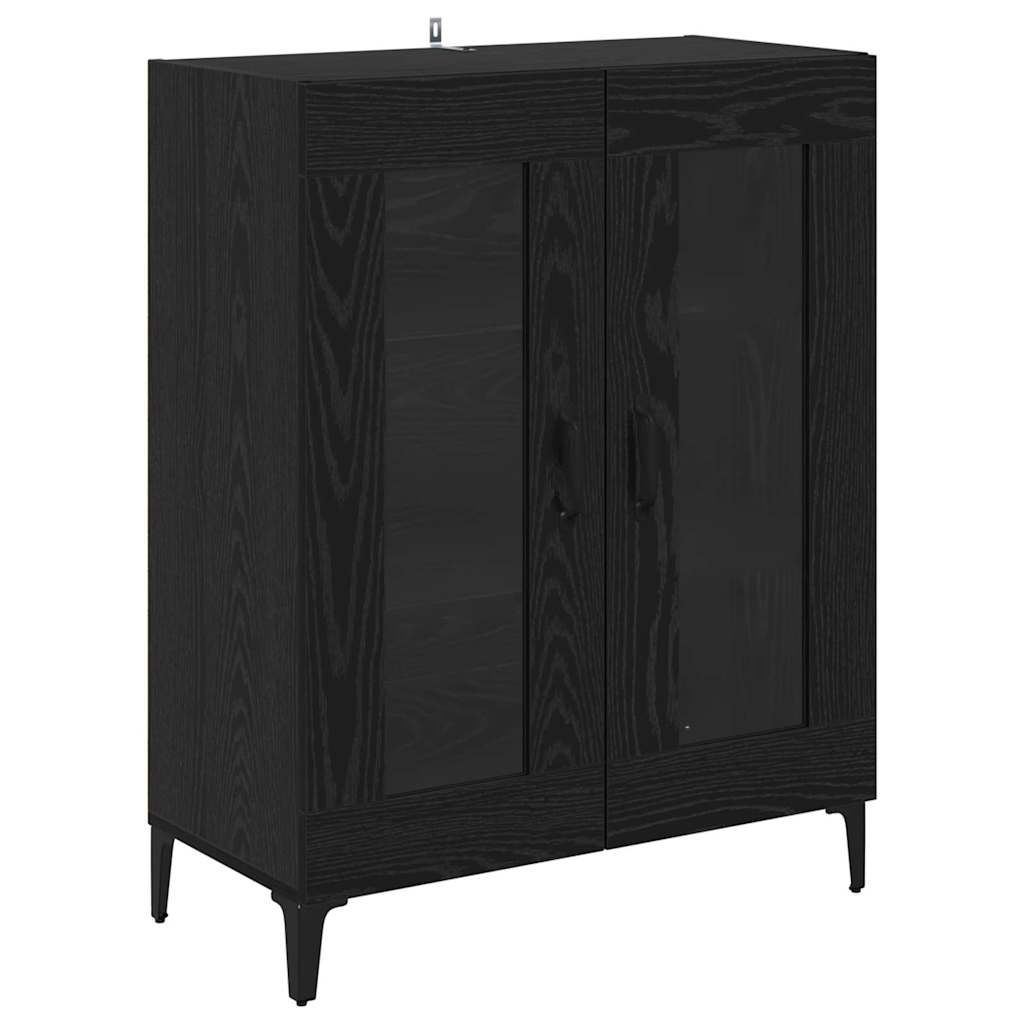 vidaXL Bufet Czarny Dąb 69,5 x 34 x 90 cm Drewno inżynieryjne i żelazo