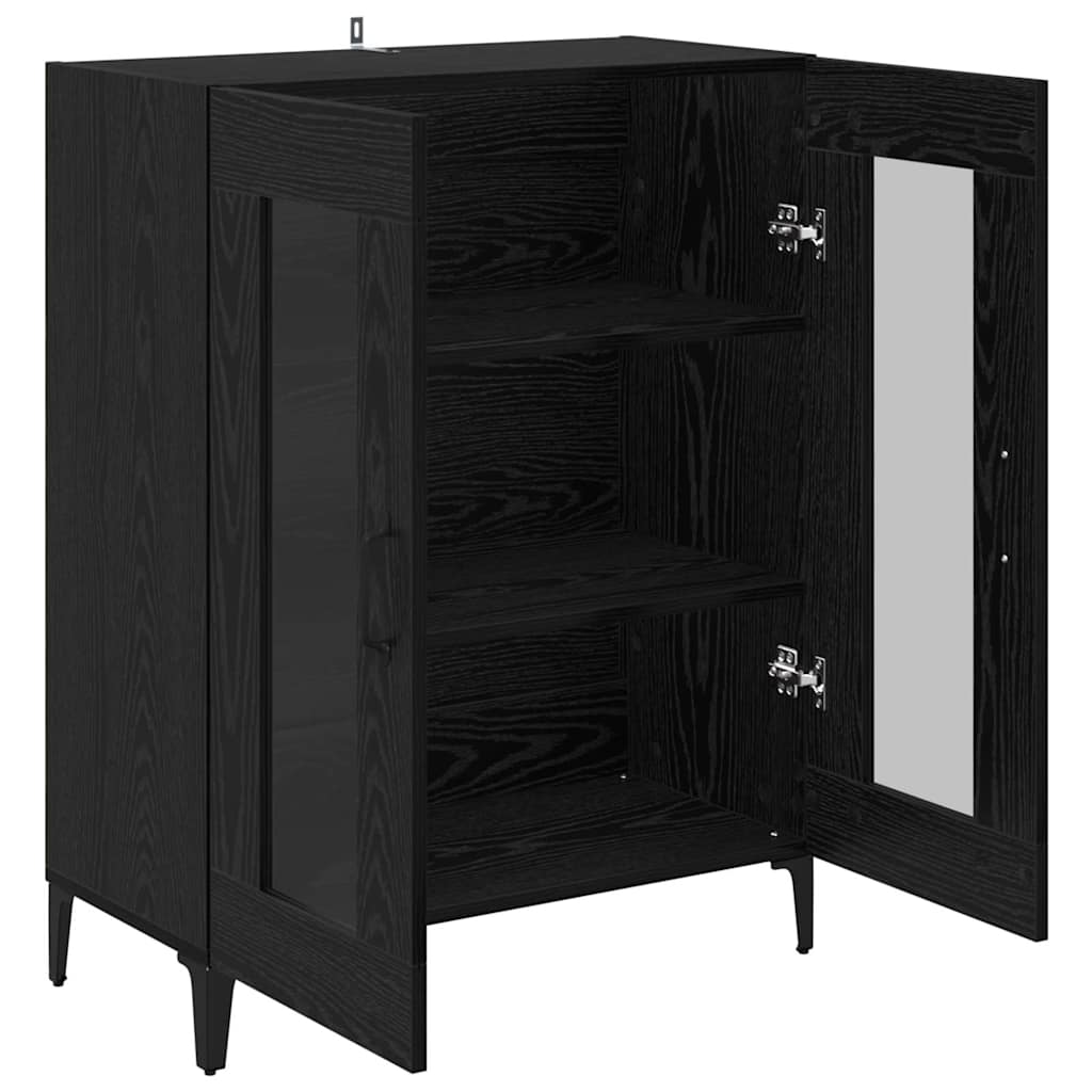 vidaXL Bufet Czarny Dąb 69,5 x 34 x 90 cm Drewno inżynieryjne i żelazo
