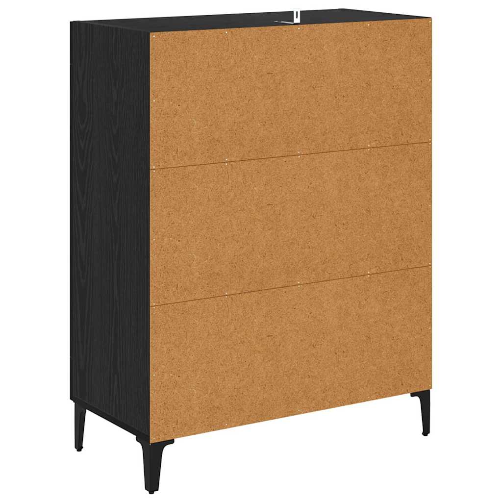vidaXL Bufet Czarny Dąb 69,5 x 34 x 90 cm Drewno inżynieryjne i żelazo
