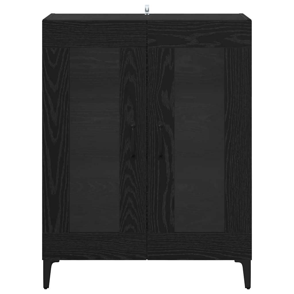 vidaXL Bufet Czarny Dąb 69,5 x 34 x 90 cm Drewno inżynieryjne i żelazo