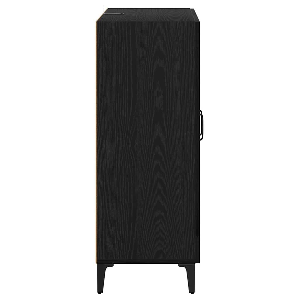 vidaXL Bufet Czarny Dąb 69,5 x 34 x 90 cm Drewno inżynieryjne i żelazo