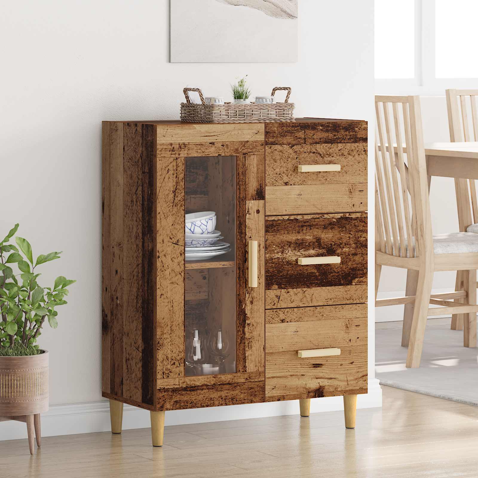 vidaXL Bufet Stare drewno 69,5 x 34 x 90 cm Materiał drewnopochodny