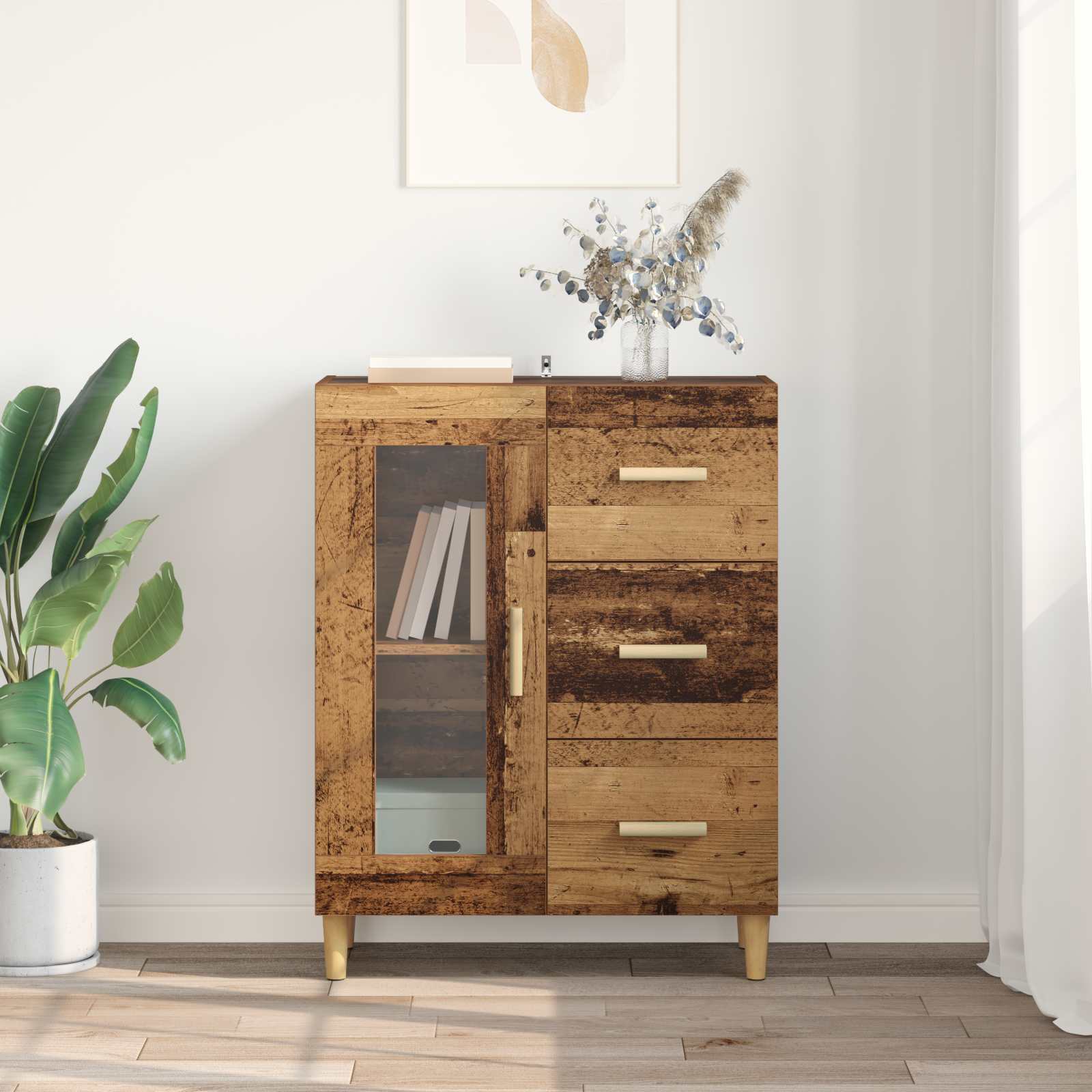 vidaXL Bufet Stare drewno 69,5 x 34 x 90 cm Materiał drewnopochodny