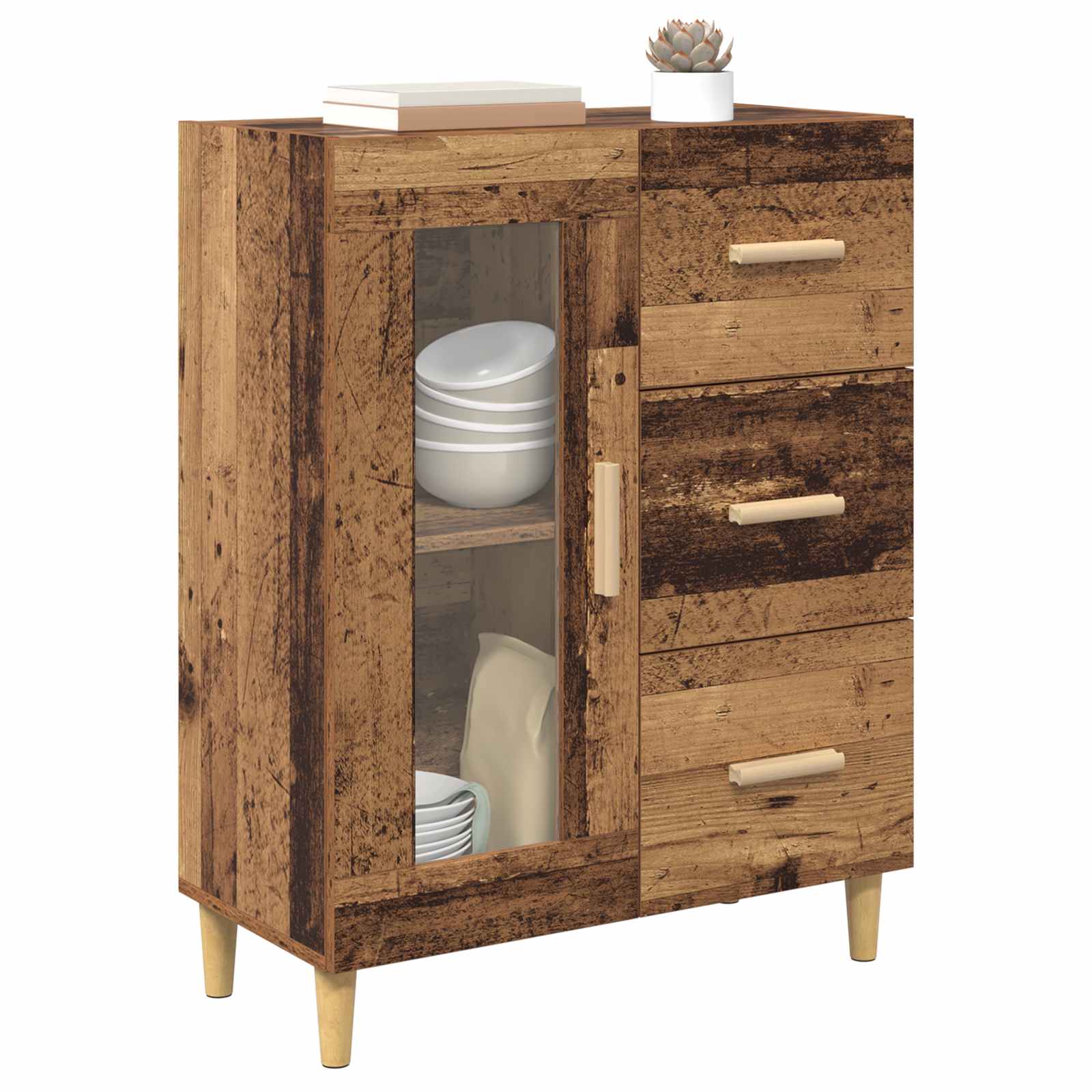 vidaXL Bufet Stare drewno 69,5 x 34 x 90 cm Materiał drewnopochodny