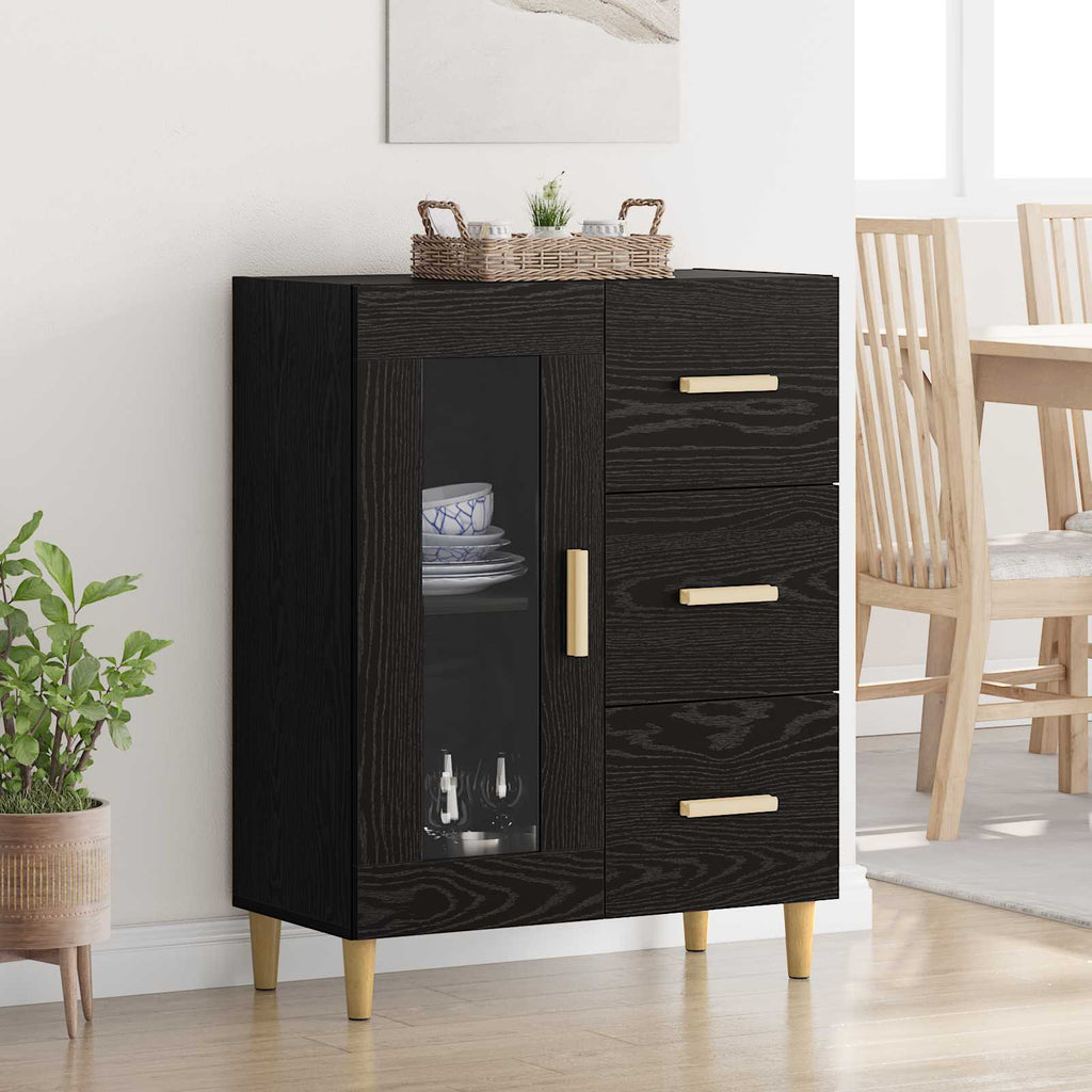 vidaXL Bufet Czarny Dąb 69,5 x 34 x 90 cm Materiał drewnopochodny
