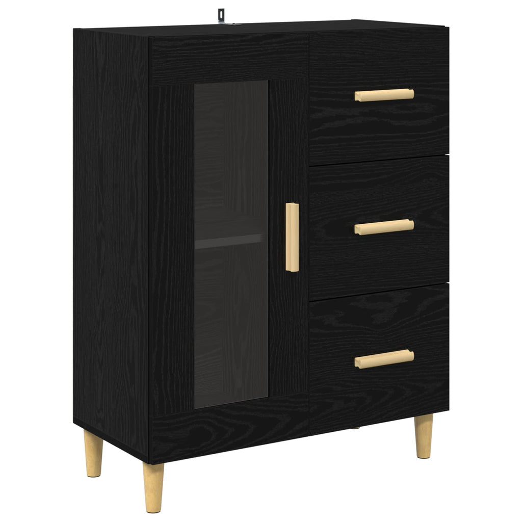 vidaXL Bufet Czarny Dąb 69,5 x 34 x 90 cm Materiał drewnopochodny