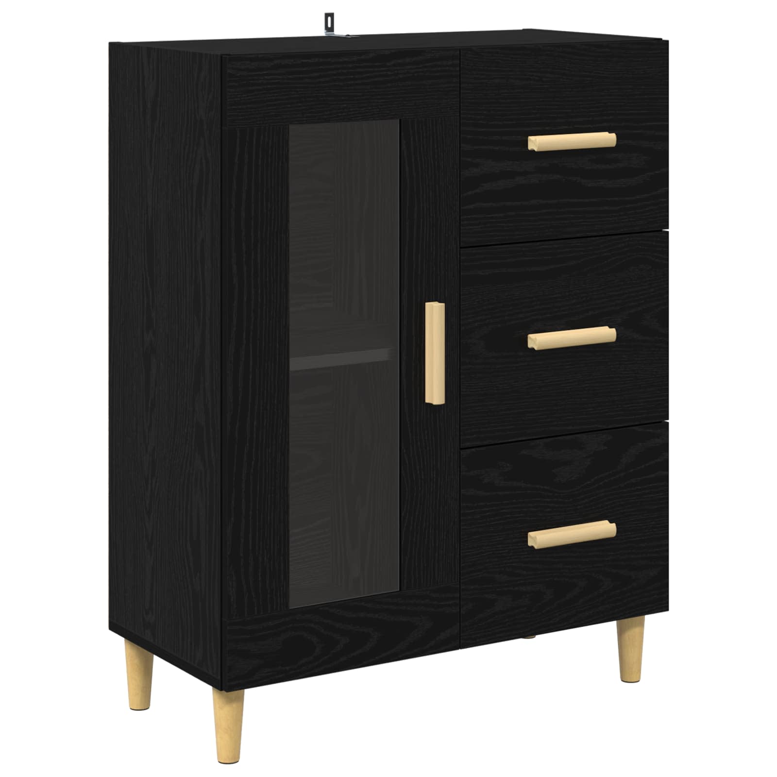 vidaXL Bufet Czarny Dąb 69,5 x 34 x 90 cm Materiał drewnopochodny