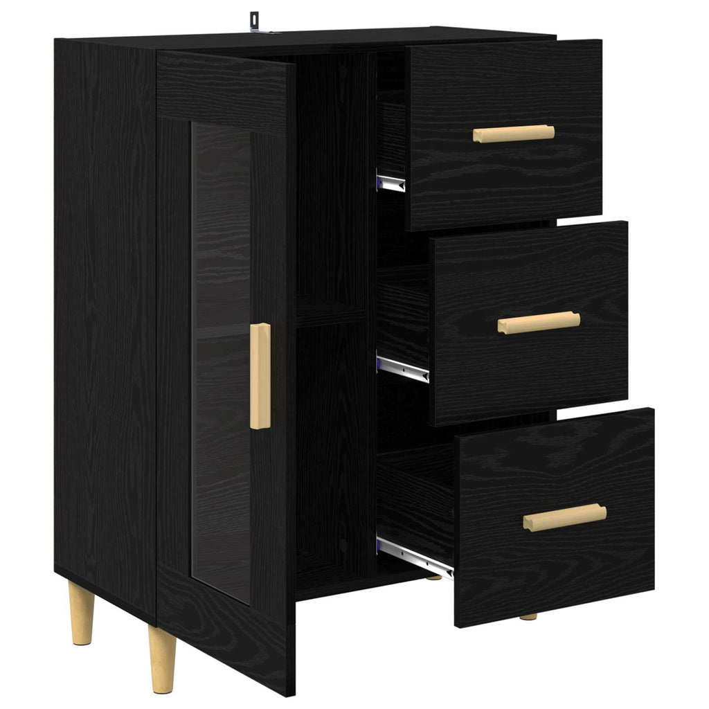 vidaXL Bufet Czarny Dąb 69,5 x 34 x 90 cm Materiał drewnopochodny
