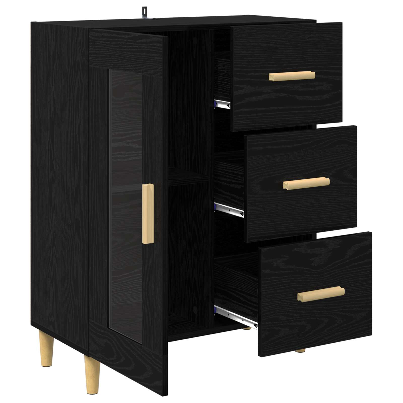 vidaXL Bufet Czarny Dąb 69,5 x 34 x 90 cm Materiał drewnopochodny