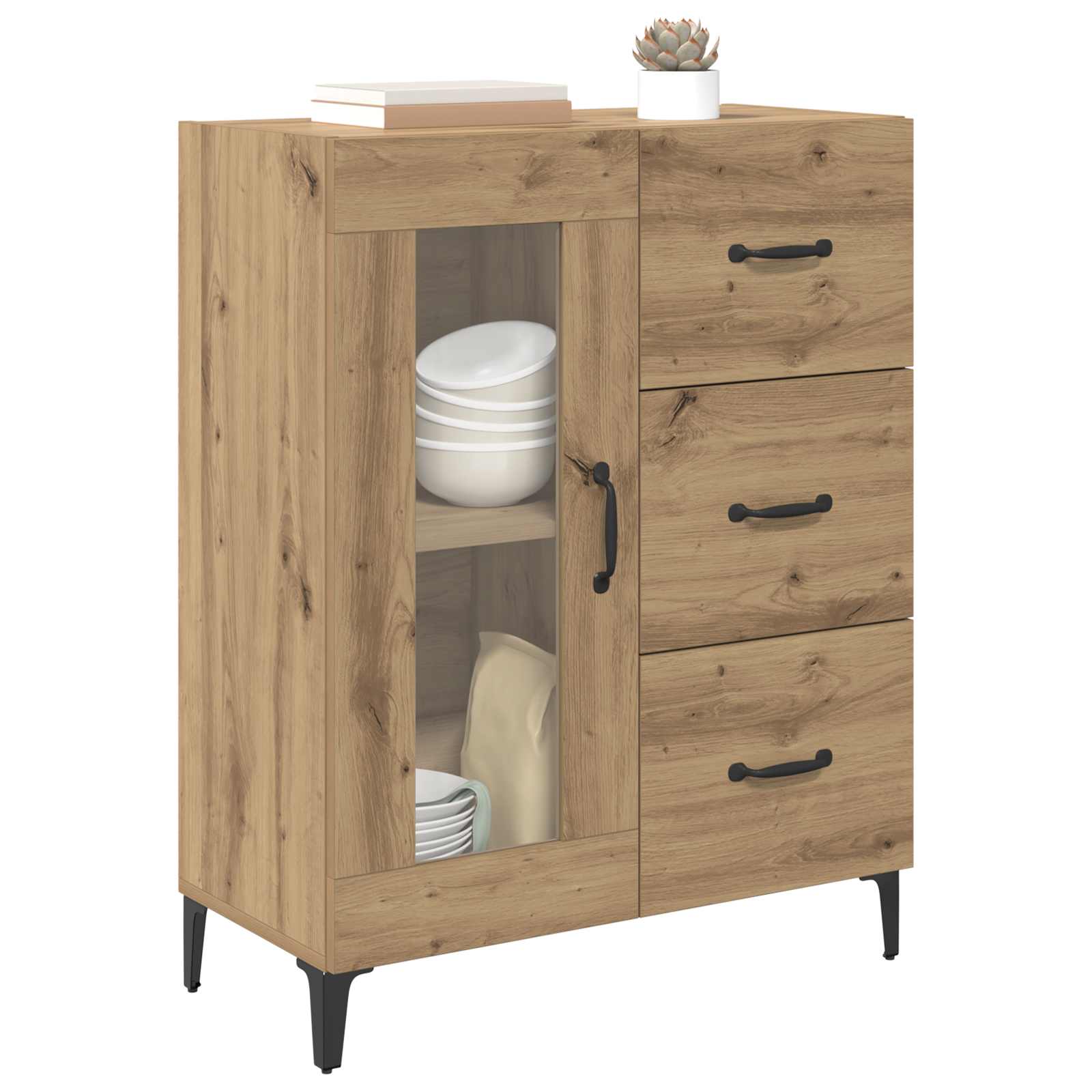 vidaXL Bufet z szufladą Dąb rzemieślniczy 69,5 x 34 x 90 cm