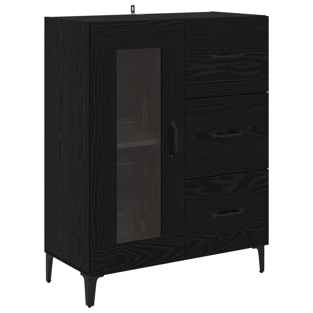 vidaXL Bufet Czarny Dąb 69,5 x 34 x 90 cm Drewno inżynieryjne i żelazo