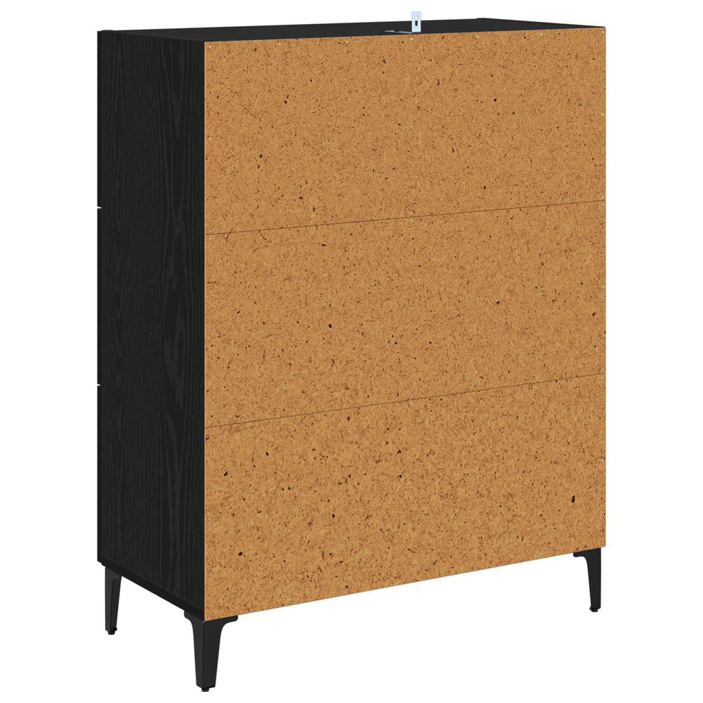 vidaXL Bufet Czarny Dąb 69,5 x 34 x 90 cm Drewno inżynieryjne i żelazo