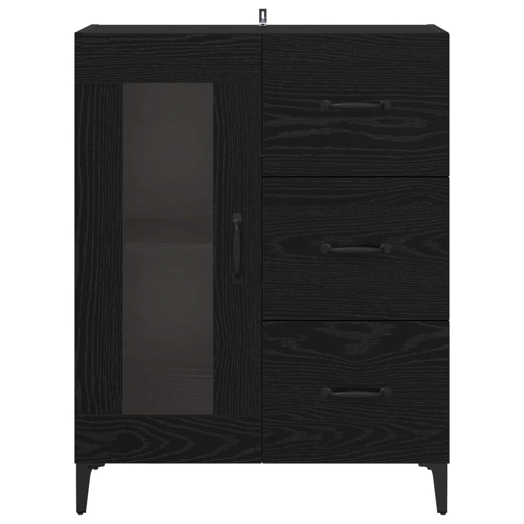 vidaXL Bufet Czarny Dąb 69,5 x 34 x 90 cm Drewno inżynieryjne i żelazo