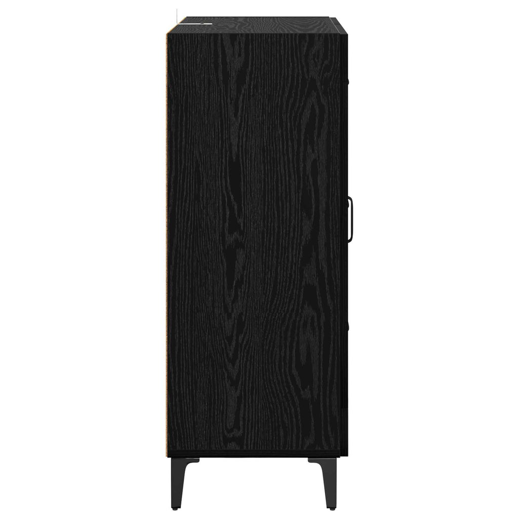 vidaXL Bufet Czarny Dąb 69,5 x 34 x 90 cm Drewno inżynieryjne i żelazo