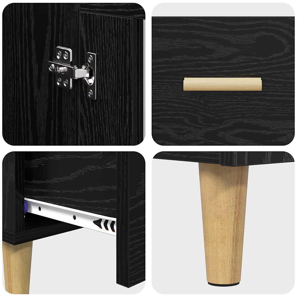 vidaXL Highboard Czarny Dąb 70 x 31 x 115 cm Materiał drewnopochodny