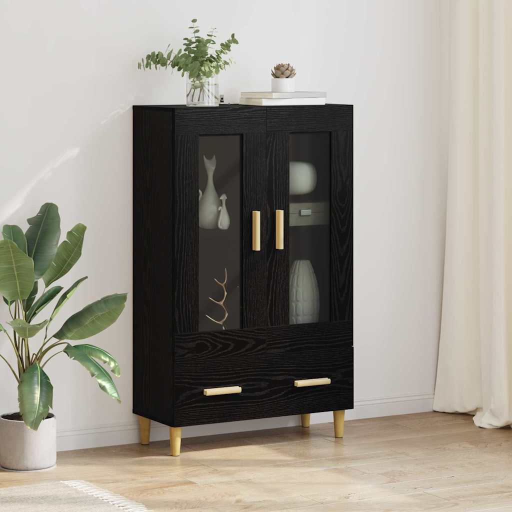 vidaXL Highboard Czarny Dąb 70 x 31 x 115 cm Materiał drewnopochodny