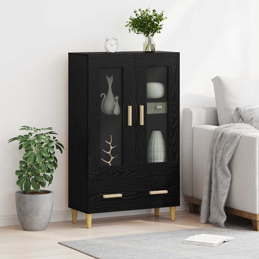 vidaXL Highboard Czarny Dąb 70 x 31 x 115 cm Materiał drewnopochodny