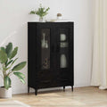 vidaXL Highboard z szufladą Czarny Dąb 70 x 31 x 115 cm