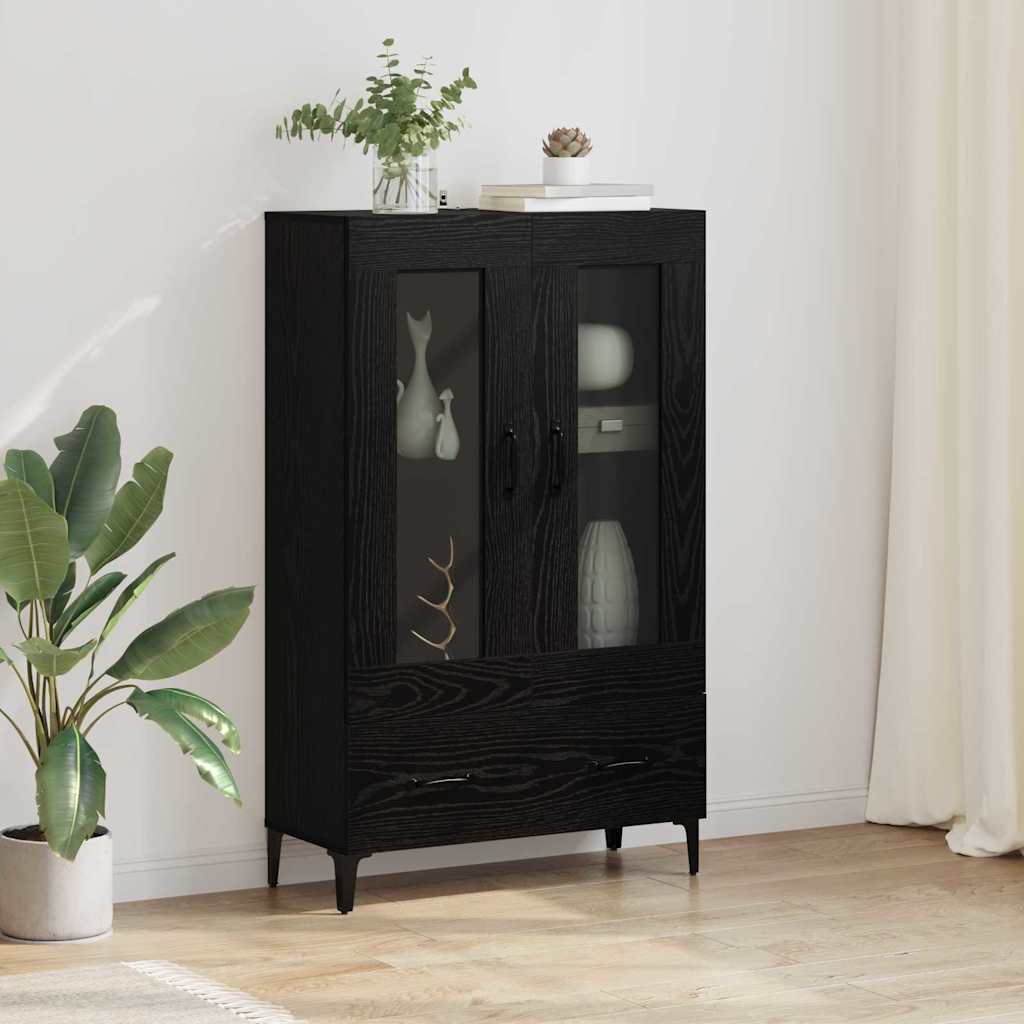 vidaXL Highboard z szufladą Czarny Dąb 70 x 31 x 115 cm