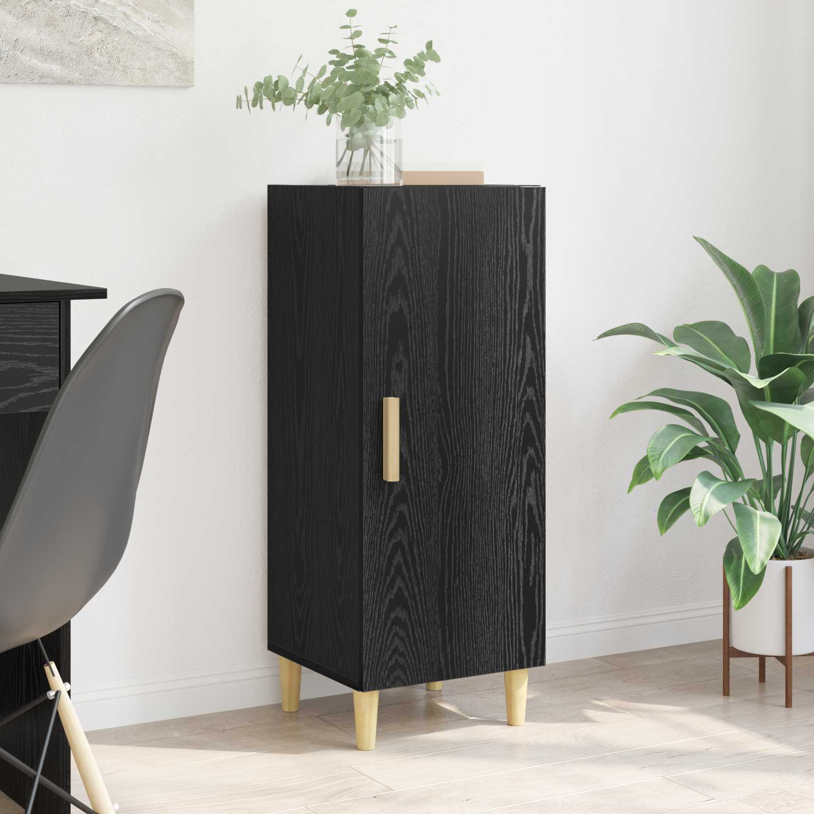 vidaXL Bufet Czarny Dąb 34,5 x 34 x 90 cm Materiał drewnopochodny