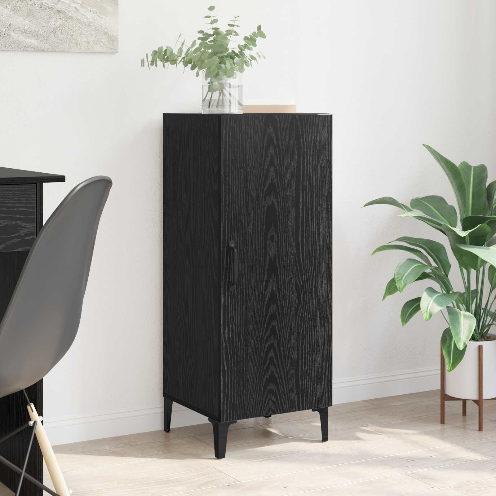 vidaXL Bufet Czarny Dąb 34,5 x 34 x 90 cm Materiał drewnopochodny