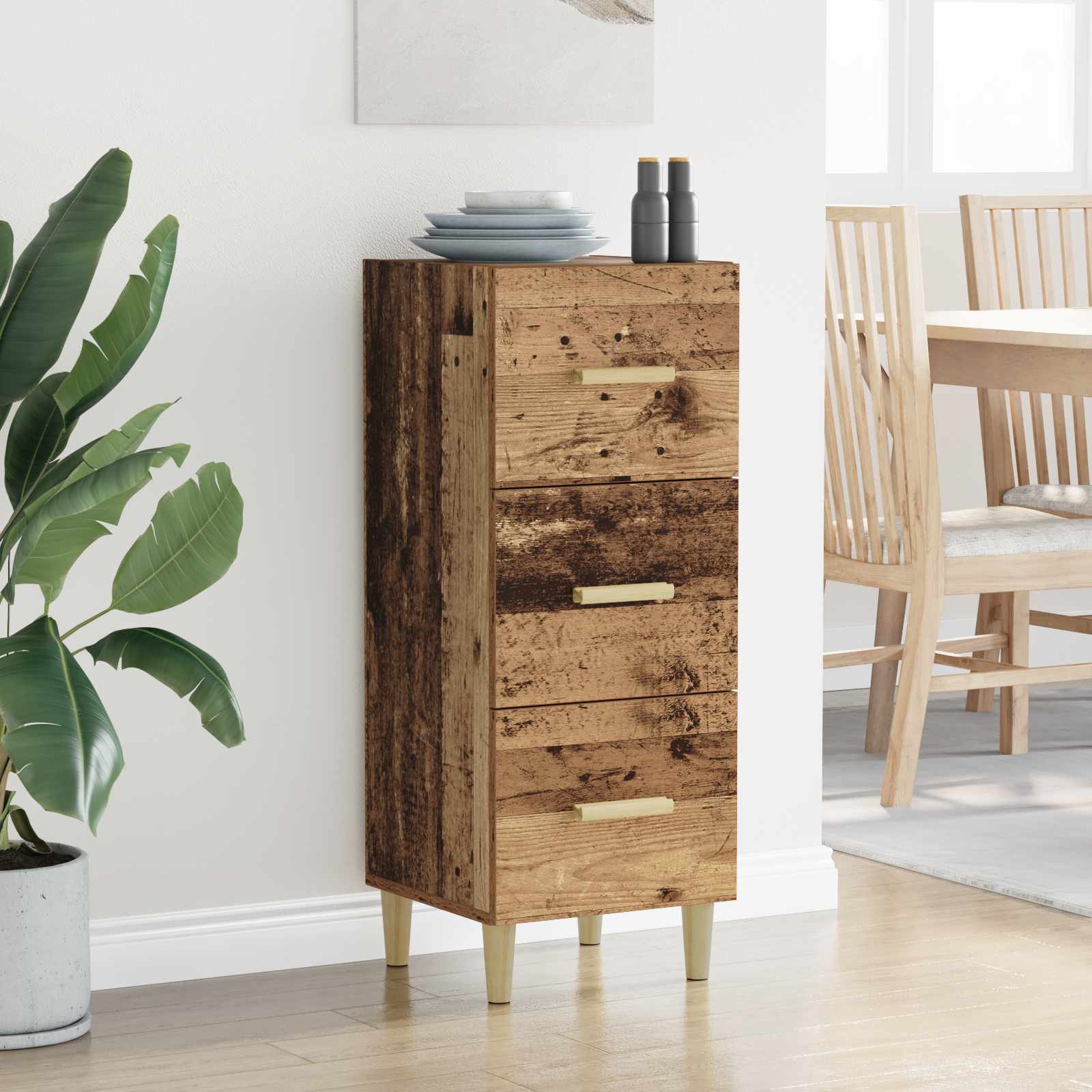 vidaXL Bufet Stare drewno 34.5 x 34 x 90 cm Materiał drewnopochodny