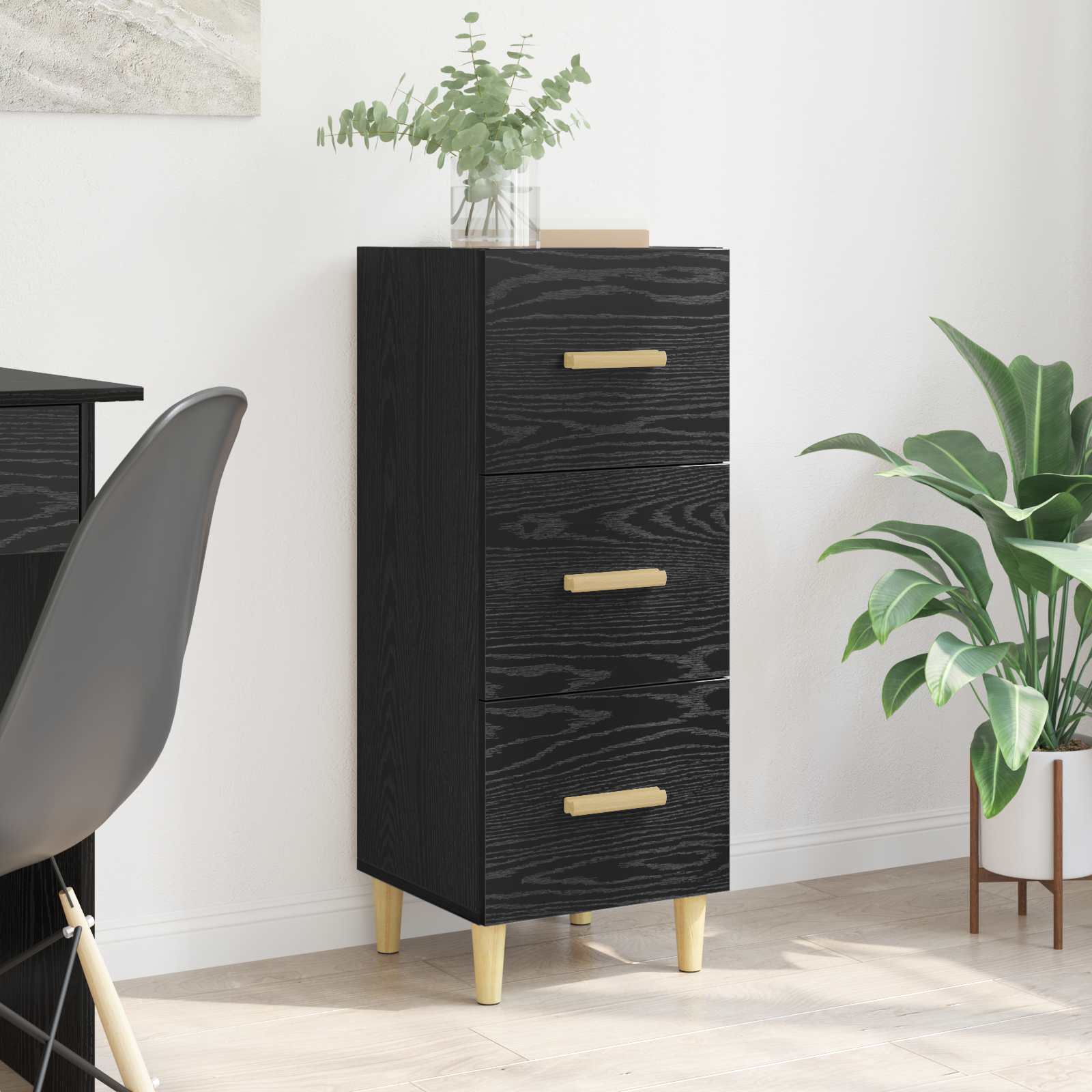 vidaXL Bufet Czarny dąb 34.5 x 34 x 90 cm Materiał drewnopochodny