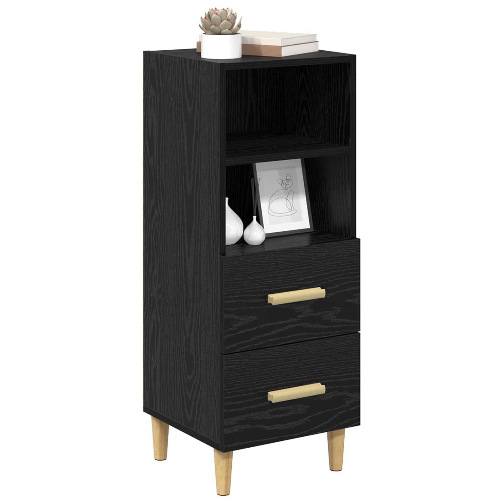 vidaXL Bufet Czarny dąb 34 x 34.5 x 90 cm Materiał drewnopochodny