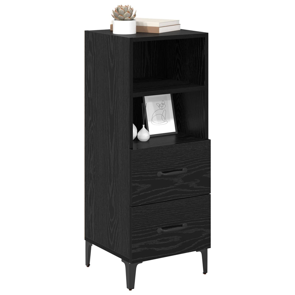 vidaXL Bufet Czarny dąb 34 x 34,5 x 90 cm Materiał drewnopochodny