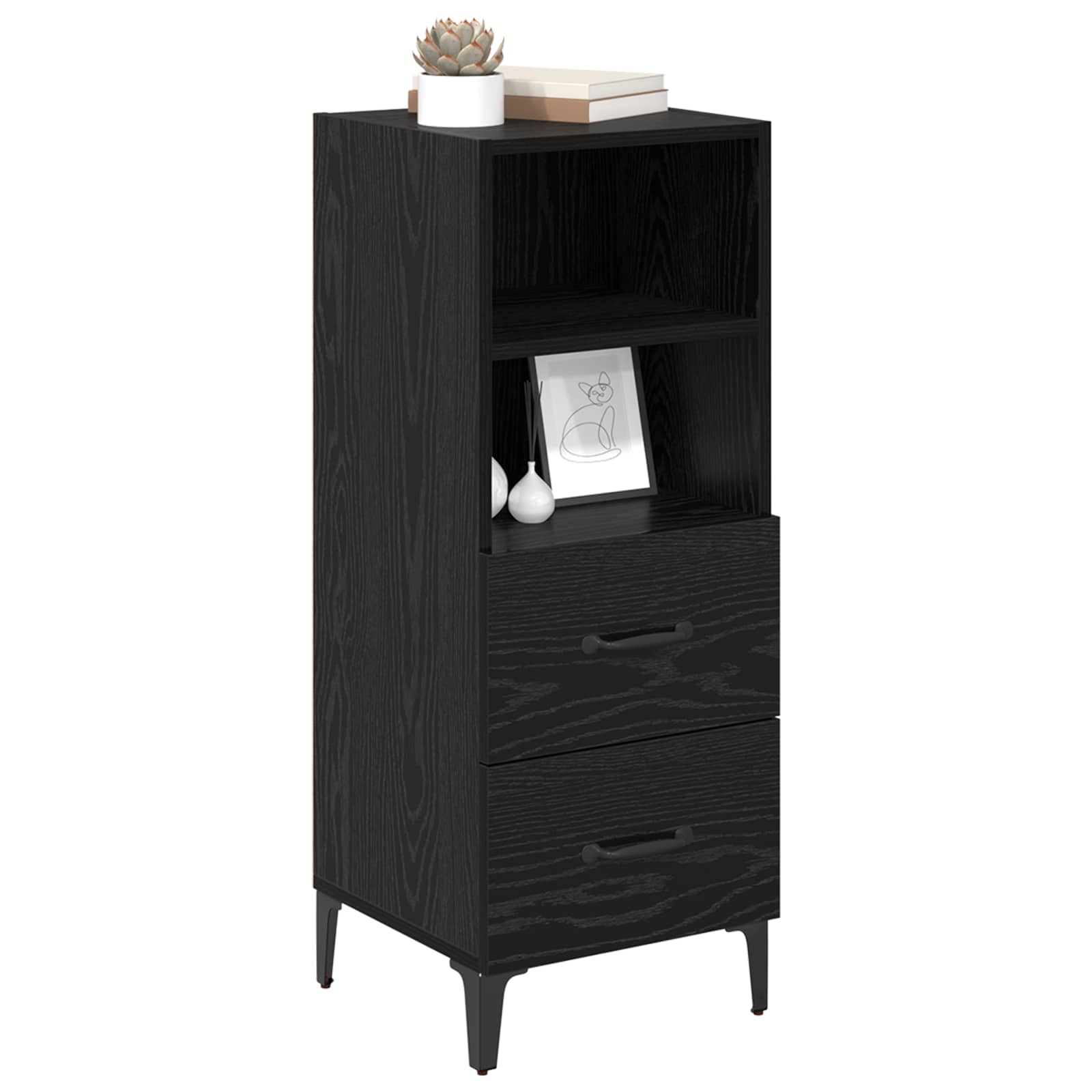 vidaXL Bufet Czarny dąb 34 x 34,5 x 90 cm Materiał drewnopochodny