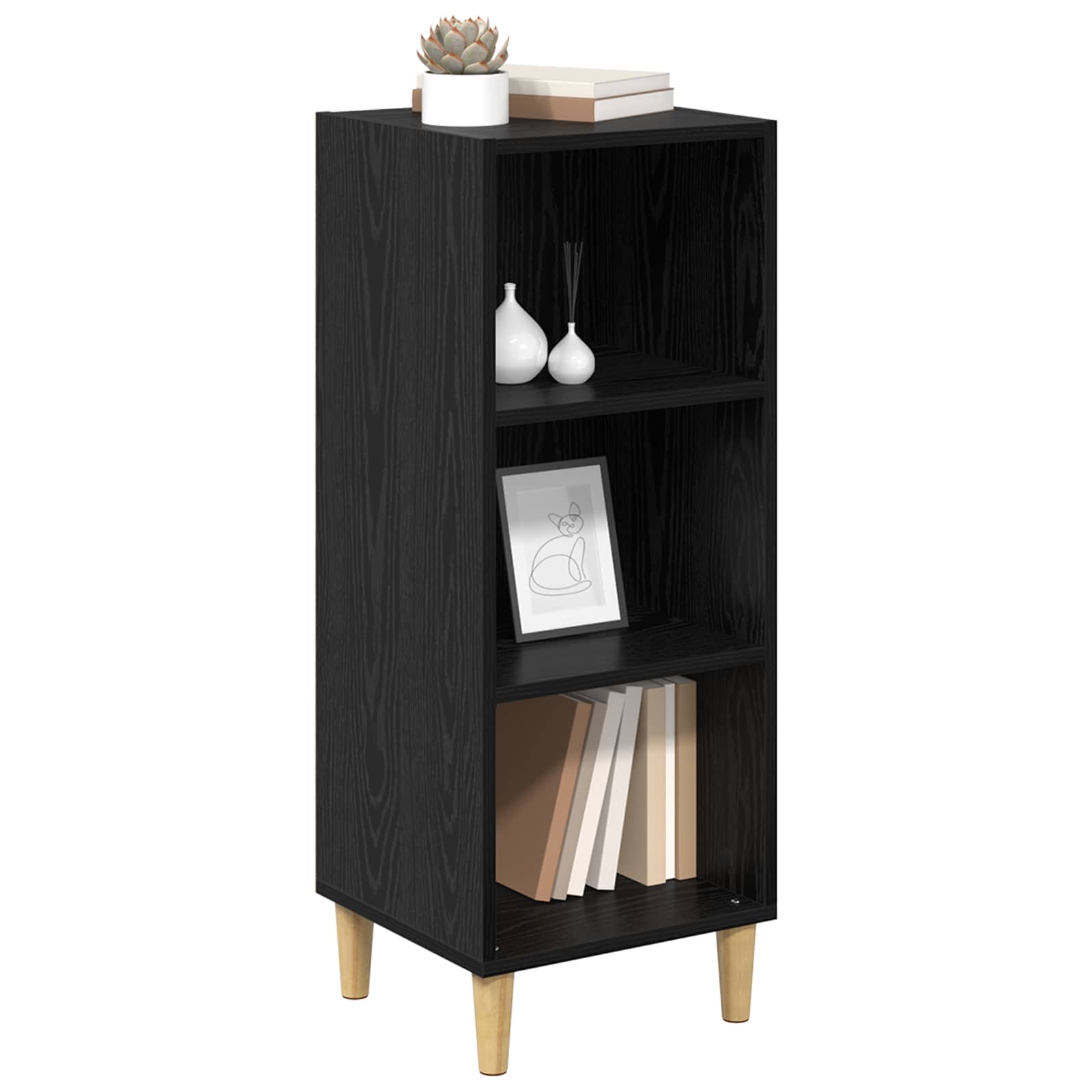 vidaXL Bufet Czarny Dąb 34,5 x 32,5 x 90 cm Materiał drewnopochodny