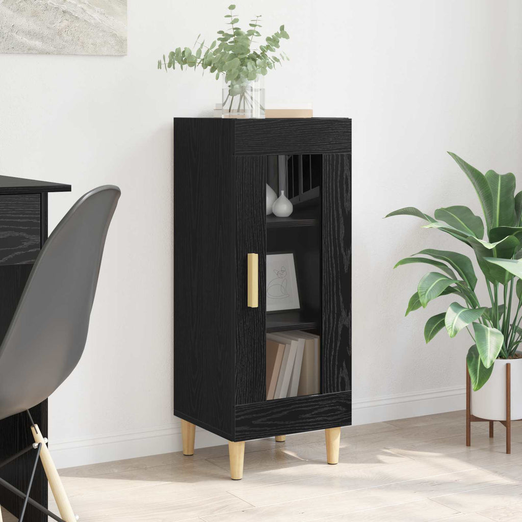 vidaXL Bufet Czarny Dąb 34,5 x 32,5 x 90 cm Materiał drewnopochodny