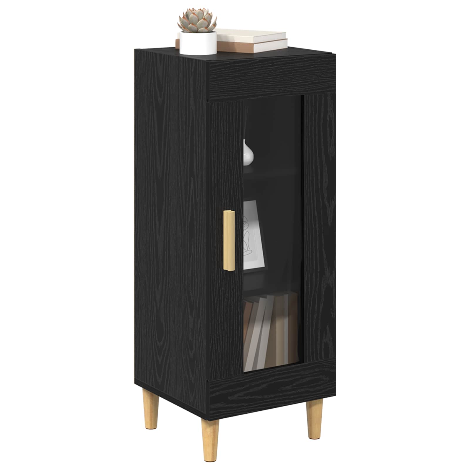 vidaXL Bufet Czarny Dąb 34,5 x 32,5 x 90 cm Materiał drewnopochodny