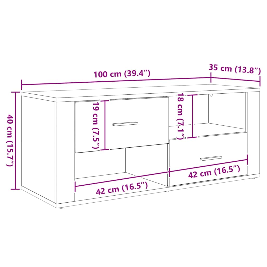 vidaXL Szafka pod telewizor Dąb rzemieślniczy 100 x 35 x 40 cm