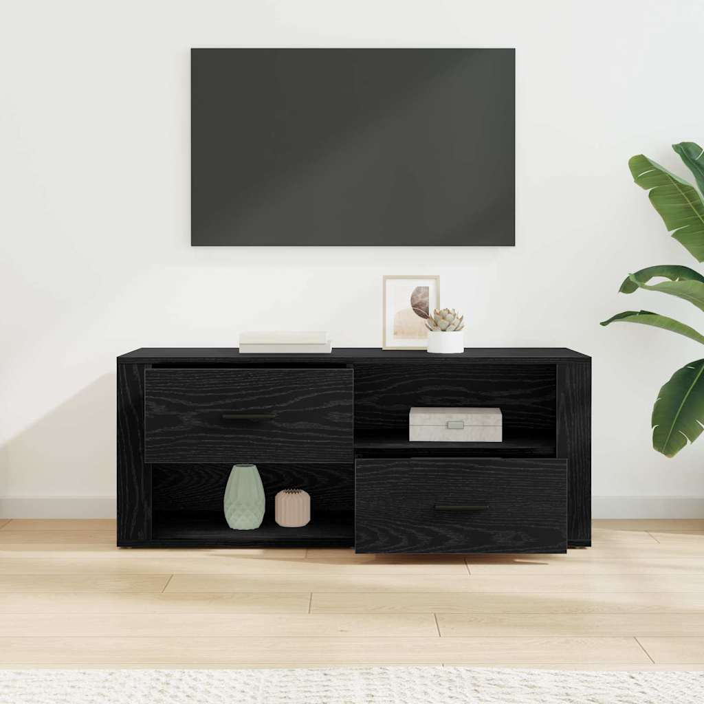 vidaXL Szafka pod telewizor z szufladą Czarny Dąb 100 x 35 x 40 cm