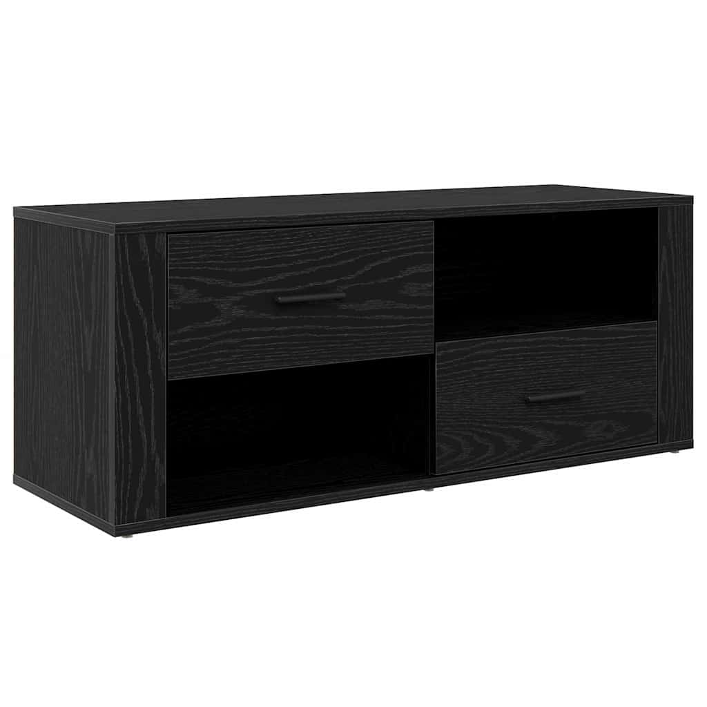 vidaXL Szafka pod telewizor z szufladą Czarny Dąb 100 x 35 x 40 cm