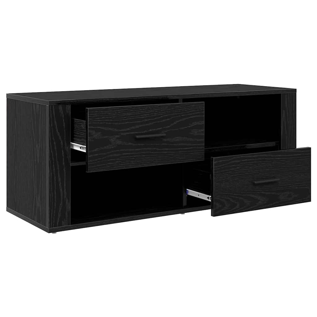 vidaXL Szafka pod telewizor z szufladą Czarny Dąb 100 x 35 x 40 cm