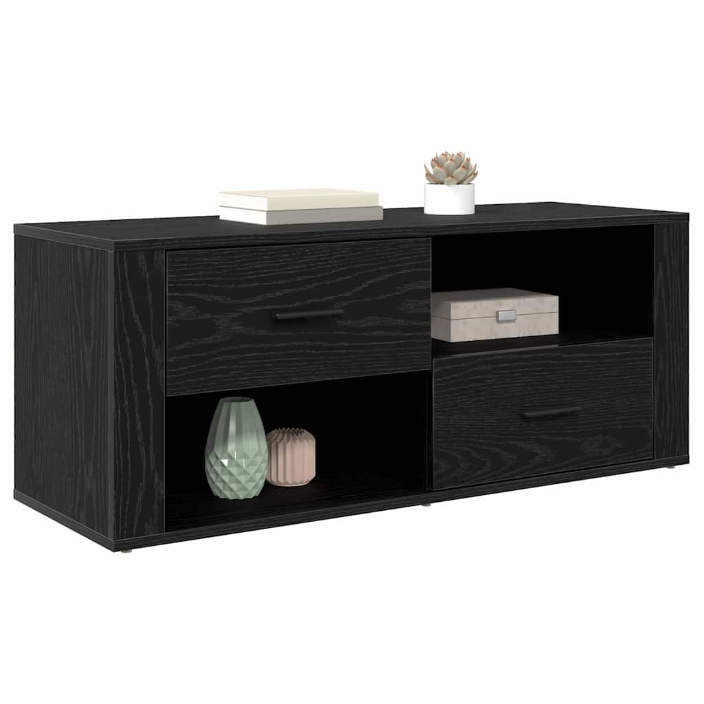 vidaXL Szafka pod telewizor z szufladą Czarny Dąb 100 x 35 x 40 cm