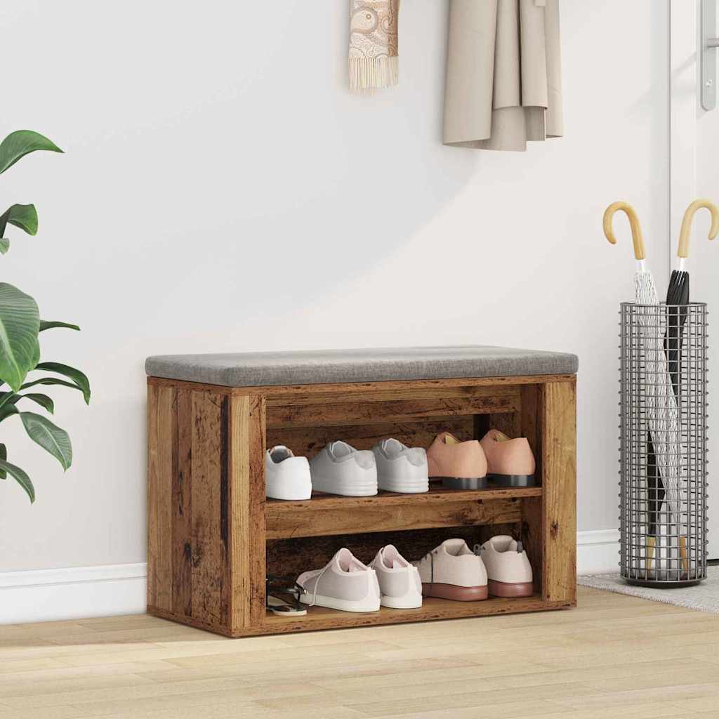 vidaXL Stojak na buty z półką Stare drewno 75 x 35 x 45 cm