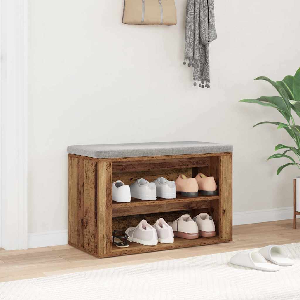 vidaXL Stojak na buty z półką Stare drewno 75 x 35 x 45 cm