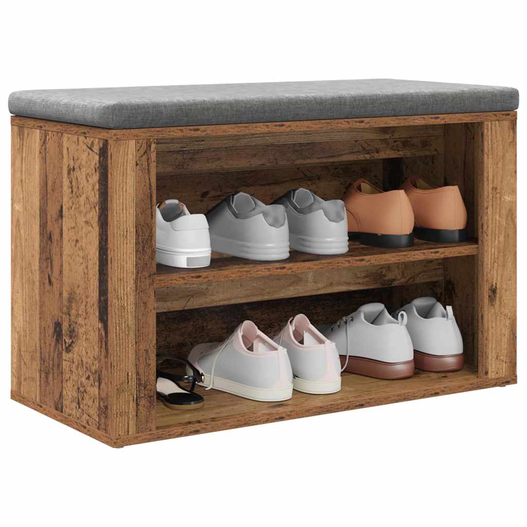 vidaXL Stojak na buty z półką Stare drewno 75 x 35 x 45 cm