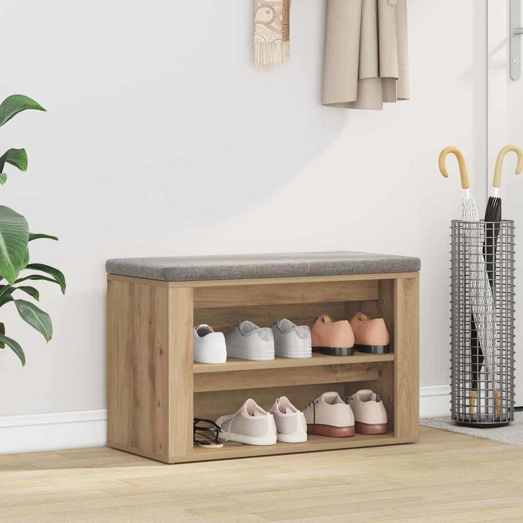 vidaXL Stojak na buty z półką dąb artisan 75 x 35 x 45 cm