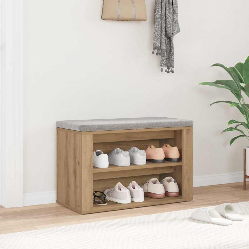 vidaXL Stojak na buty z półką dąb artisan 75 x 35 x 45 cm
