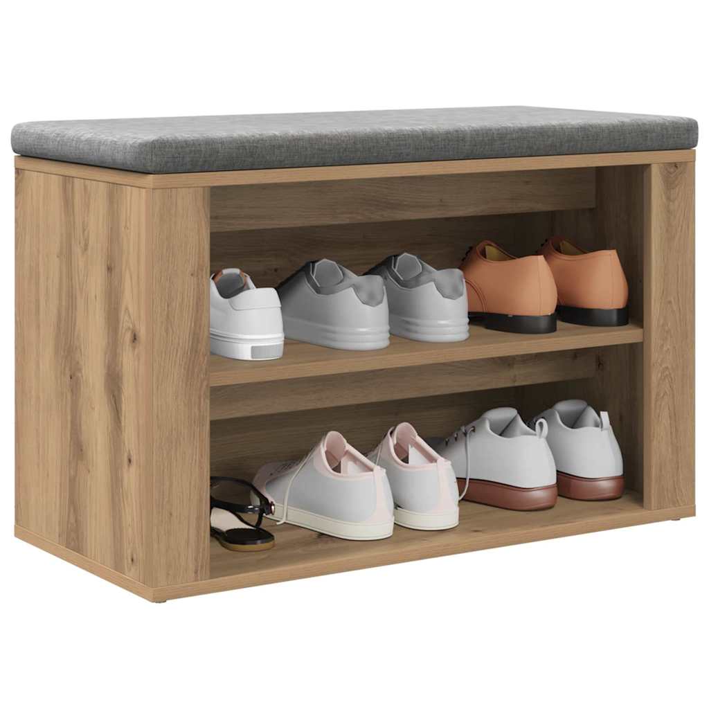 vidaXL Stojak na buty z półką dąb artisan 75 x 35 x 45 cm