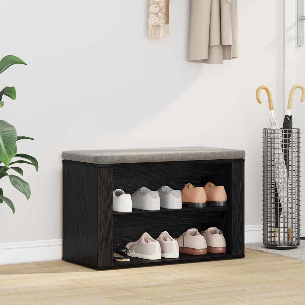 vidaXL Stojak na buty z półką Czarny dąb 75 x 35 x 45 cm