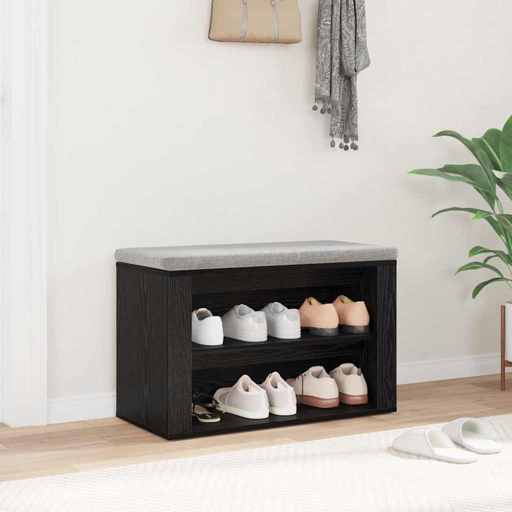 vidaXL Stojak na buty z półką Czarny dąb 75 x 35 x 45 cm