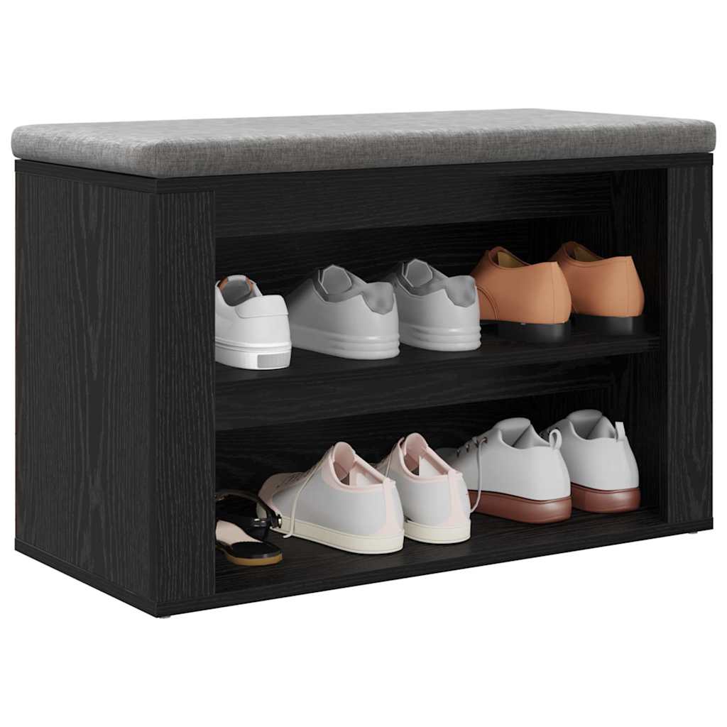 vidaXL Stojak na buty z półką Czarny dąb 75 x 35 x 45 cm