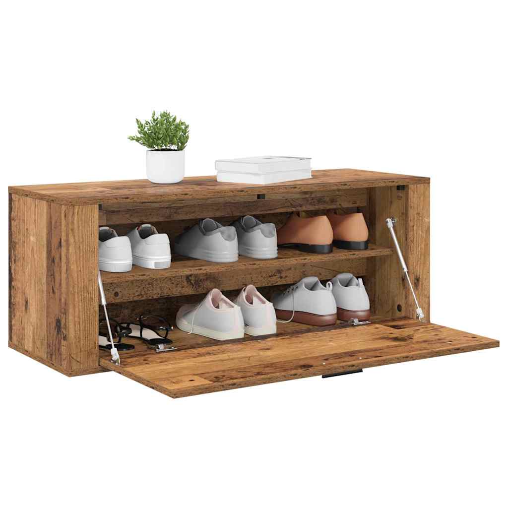 vidaXL Szafka na buty z półką z drzwiami Stare drewno 100 x 35 x 38 cm